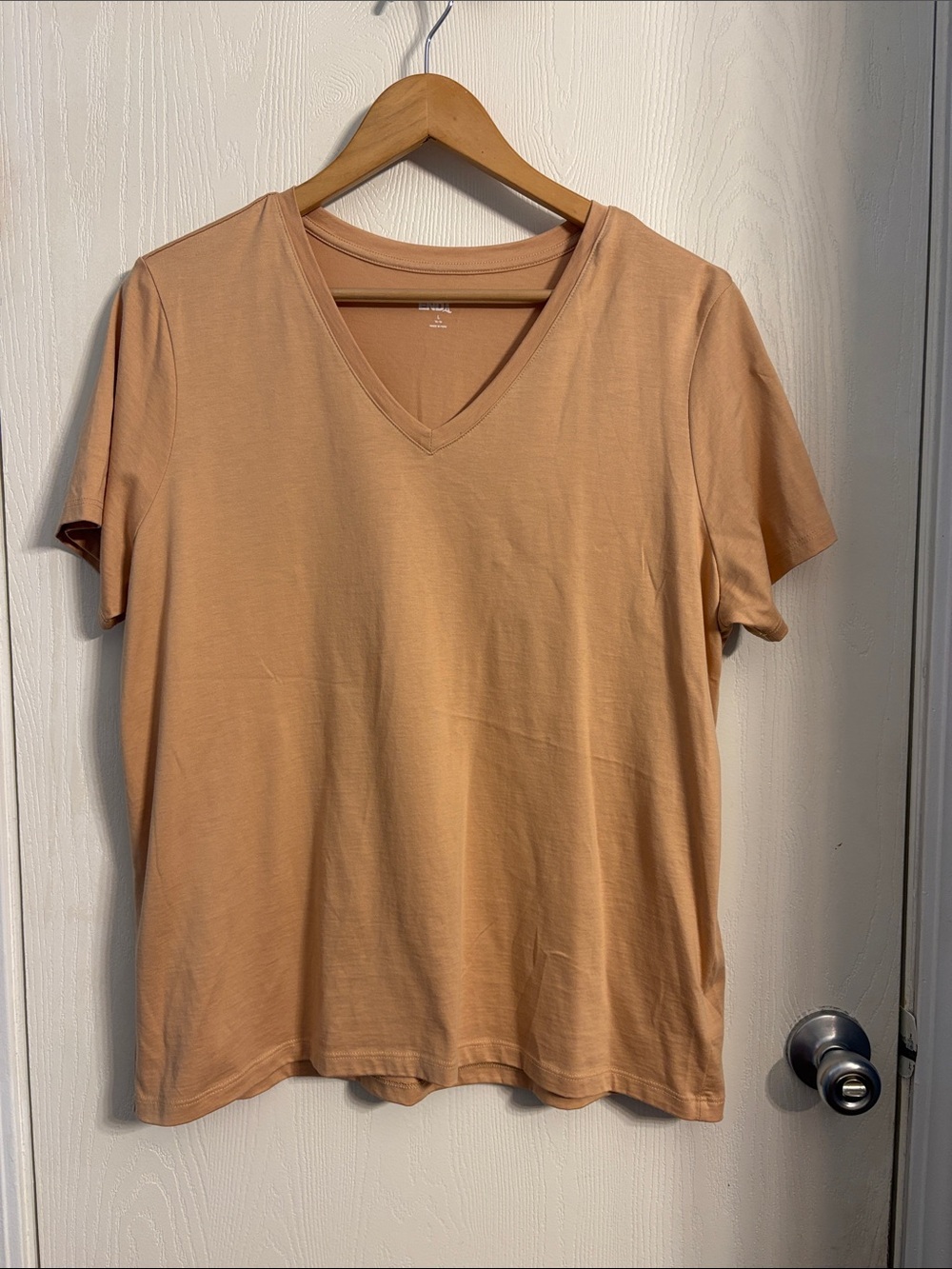 Lands' End Women's V-Neck Short Sleeve Tee - Peachy Tan
